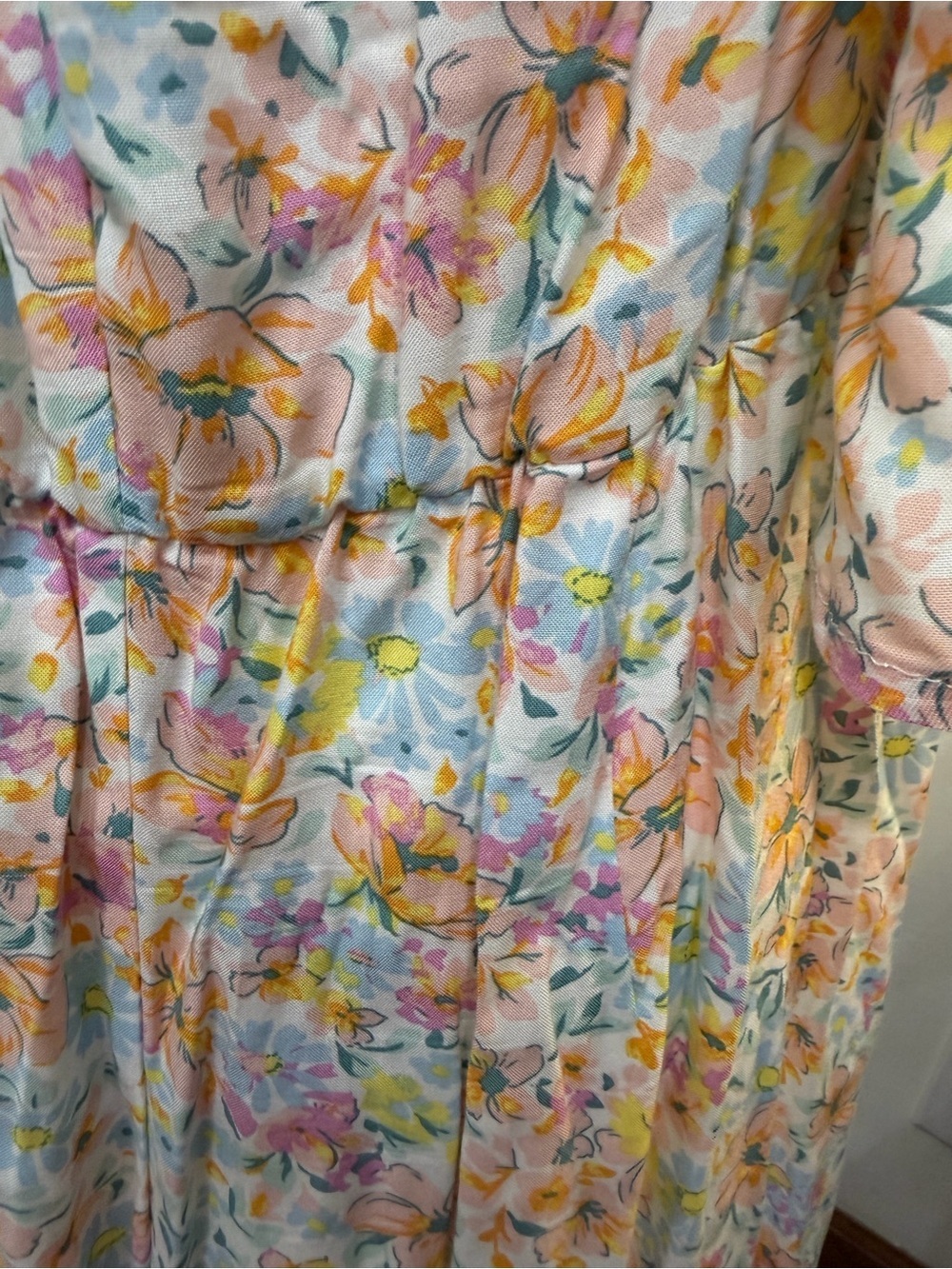 Eloquii Pastel Floral Midi Skirt & Top Set - Light Blue, Pink, Yellow - Picture 4 of 7